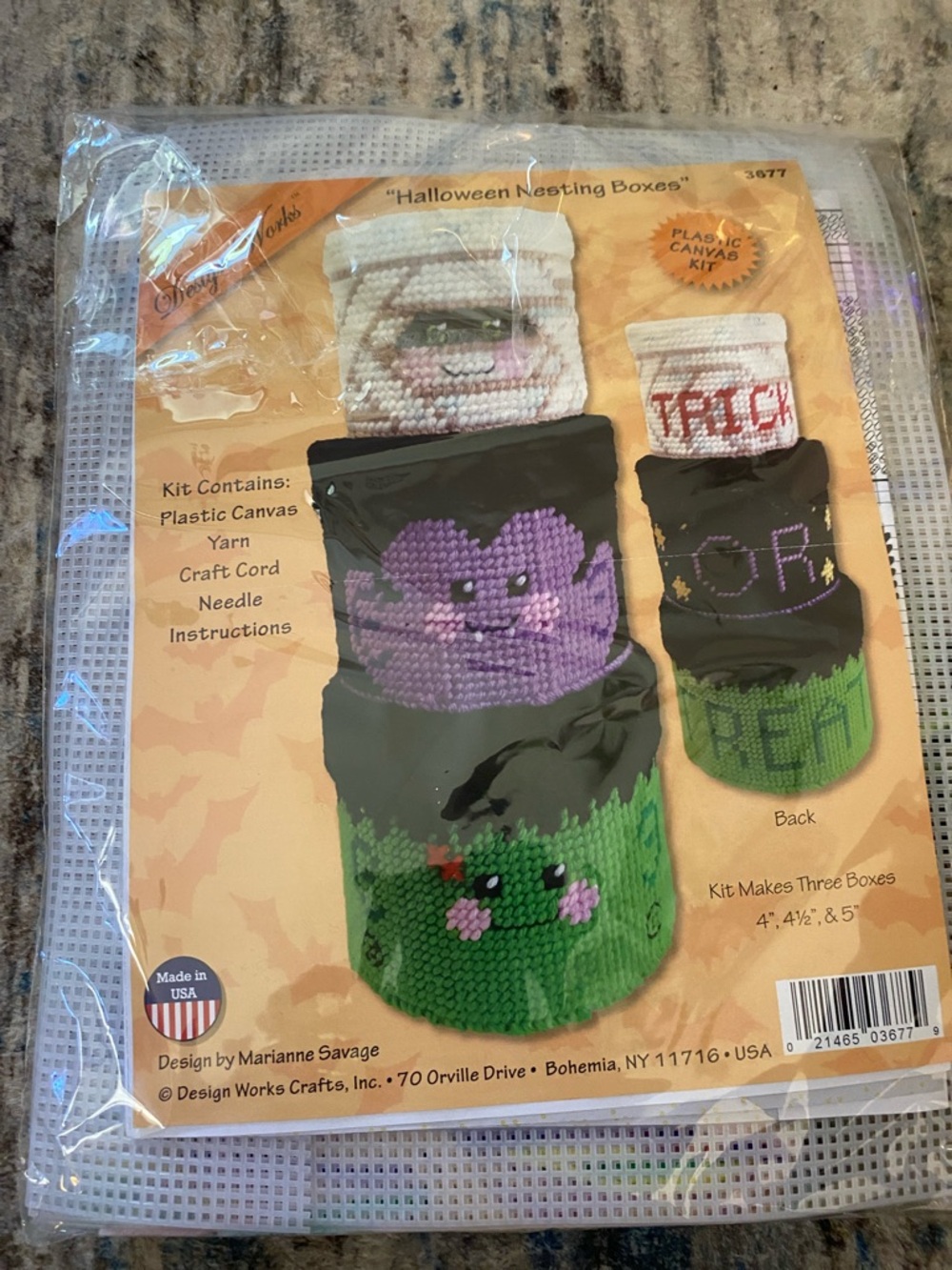 Halloween Nesting Boxes Plastic Canvas Kit - Cute Purple & Green Design